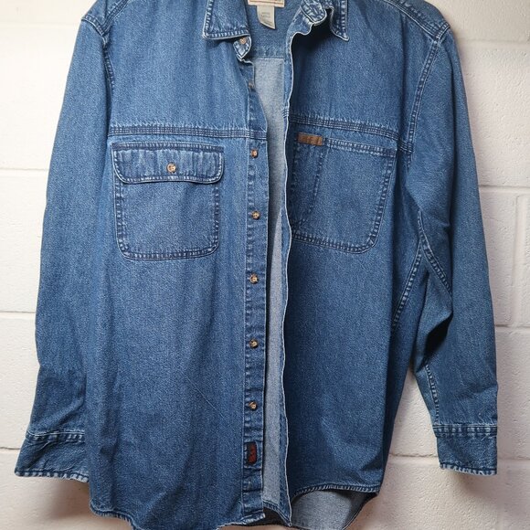Men's Woolrich Denim Shirt Jacket Size Large - Picture 3 of 10